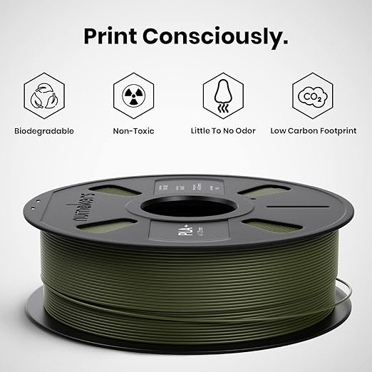 Numakers PLA+ 3D Printer Filament 1.75mm – Army Green High Strength Tough PLA+ Printing Material