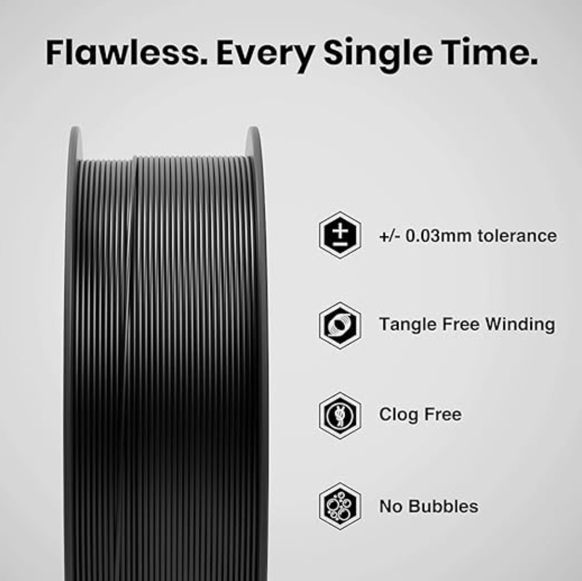 High Strength Pitch Black Numakers PLA+ 3D Printer Filament 1.75mm 1-Packet