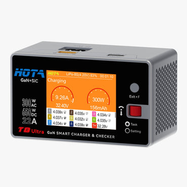 Hota T8 Ultra Gan Smart Charger 650 w Ac/Dc for 1-8S Lipo Lion Battery Charger