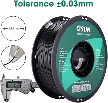 eSUN PLA+ 3D Printer Filament 1.75mm – Black High Strength Tough PLA+ Printing Material