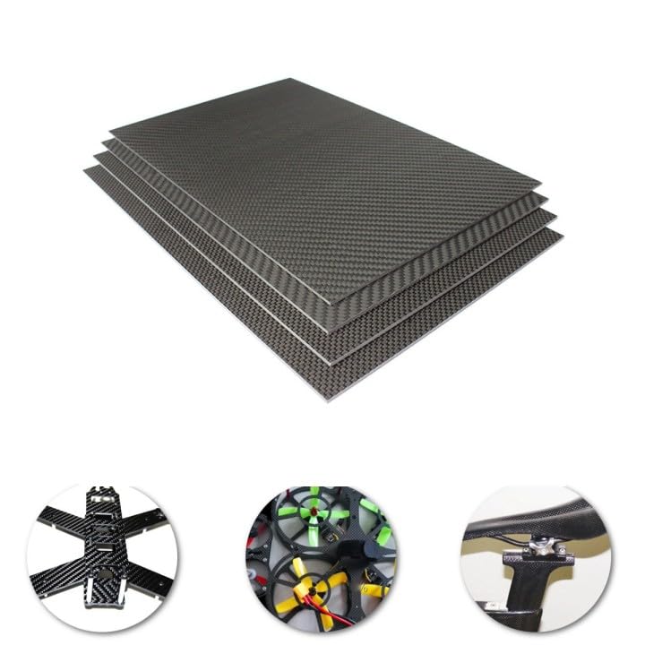 High-Strength Structural Plate 3K Full Carbon Fiber Sheet 300mm x 200mm (2mm thickness)