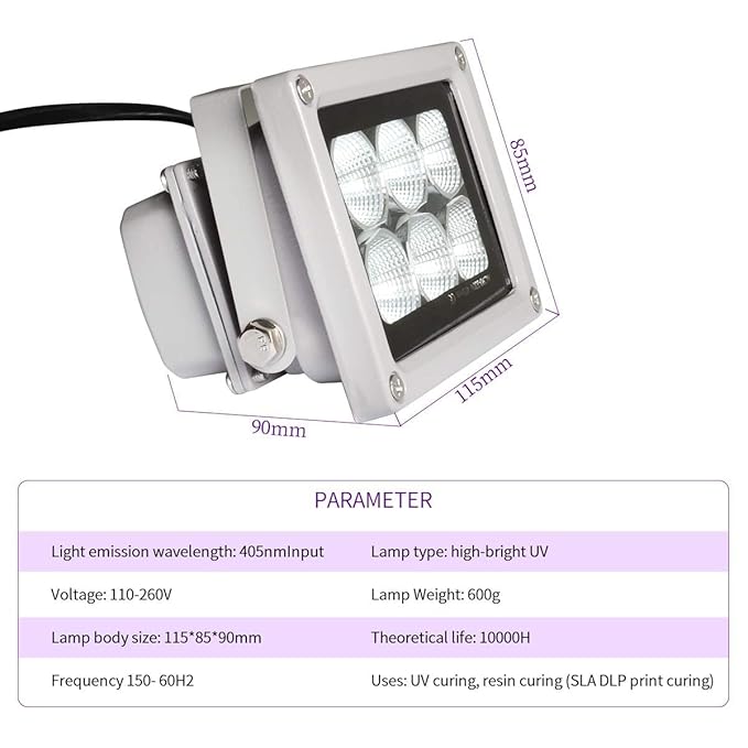 UV Curing Light for Resin 3D Printing – High Power UV Lamp for Fast Curing SLA/DLP Models & UV Resin Projects