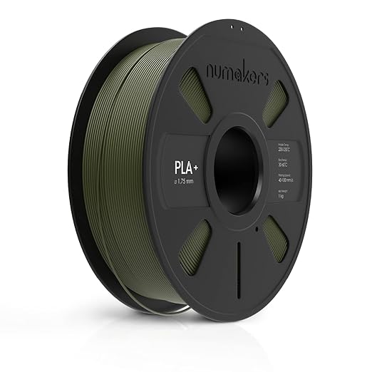 Numakers PLA+ 3D Printer Filament 1.75mm – Army Green High Strength Tough PLA+ Printing Material