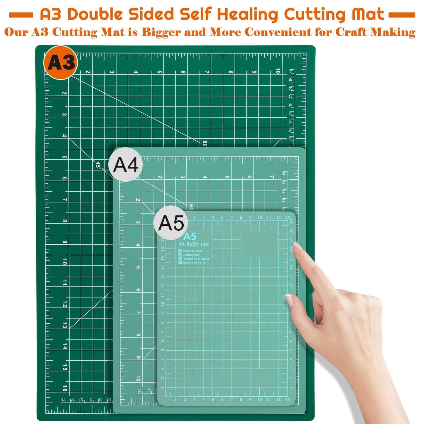 A3 Self-Healing Rubber Cutting Mat – 5-Layer Double-Sided Durable Non-Slip Green PVC Board