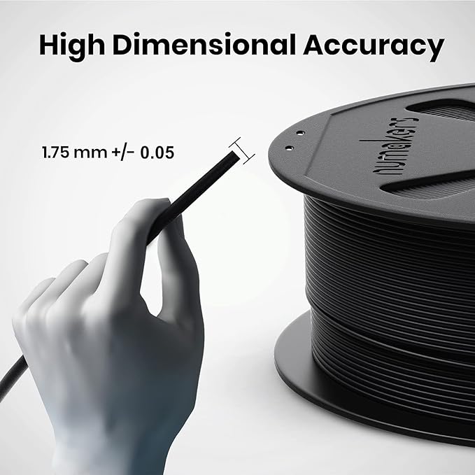 Numakers PETG 3D Printer Filament 1.75mm – Pitch Black High Strength Durable Printing Material