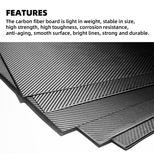 High-Strength Structural Plate 3K Full Carbon Fiber Sheet 300mm x 200mm (2mm thickness)