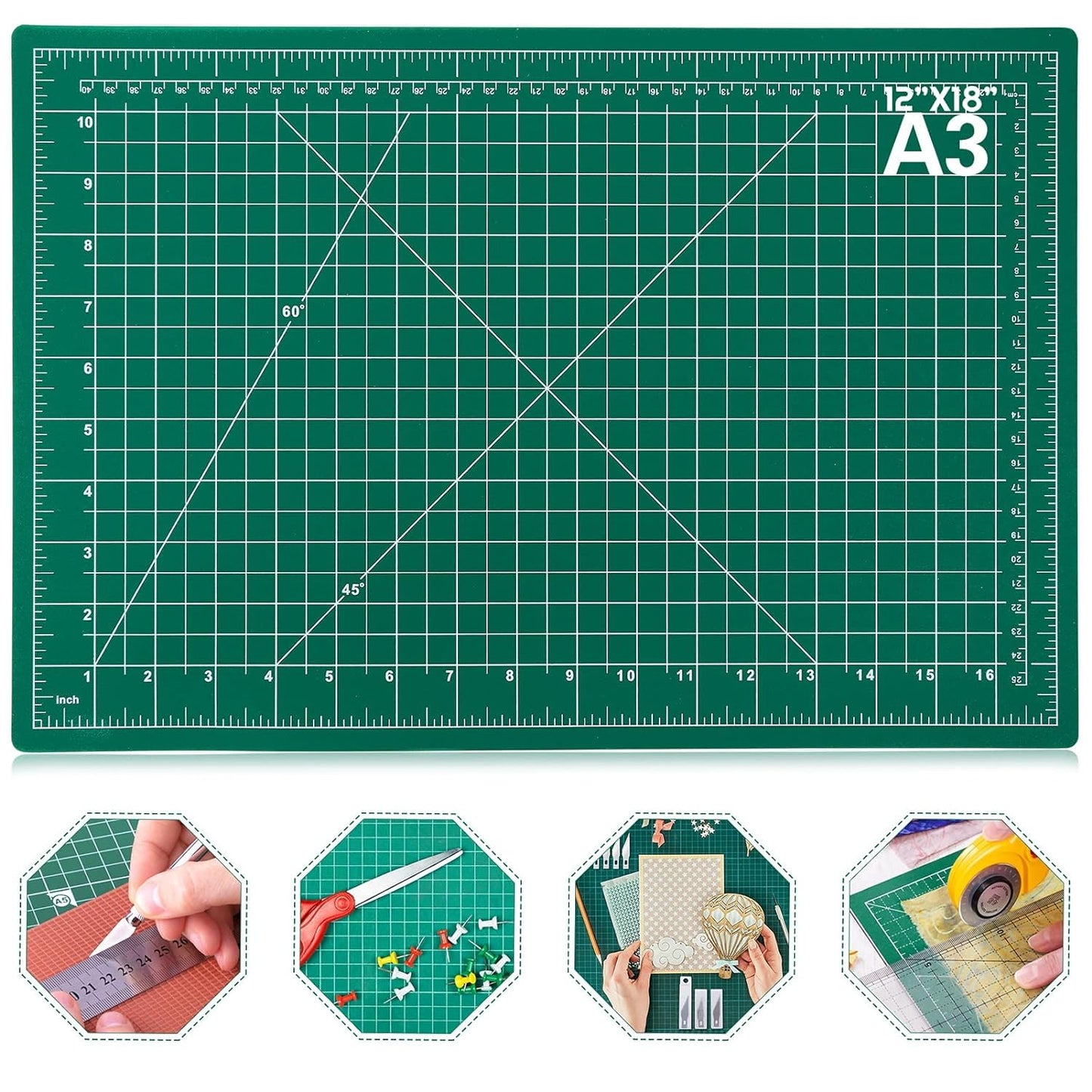 A3 Self-Healing Rubber Cutting Mat – 5-Layer Double-Sided Durable Non-Slip Green PVC Board
