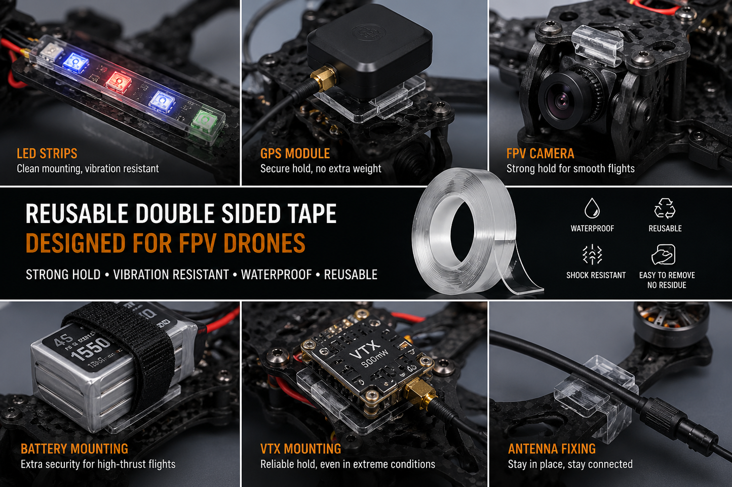 Double Sided Silicone Tape – Strong Adhesive Heat Resistant Tape for Electronics, Mounting & DIY Use