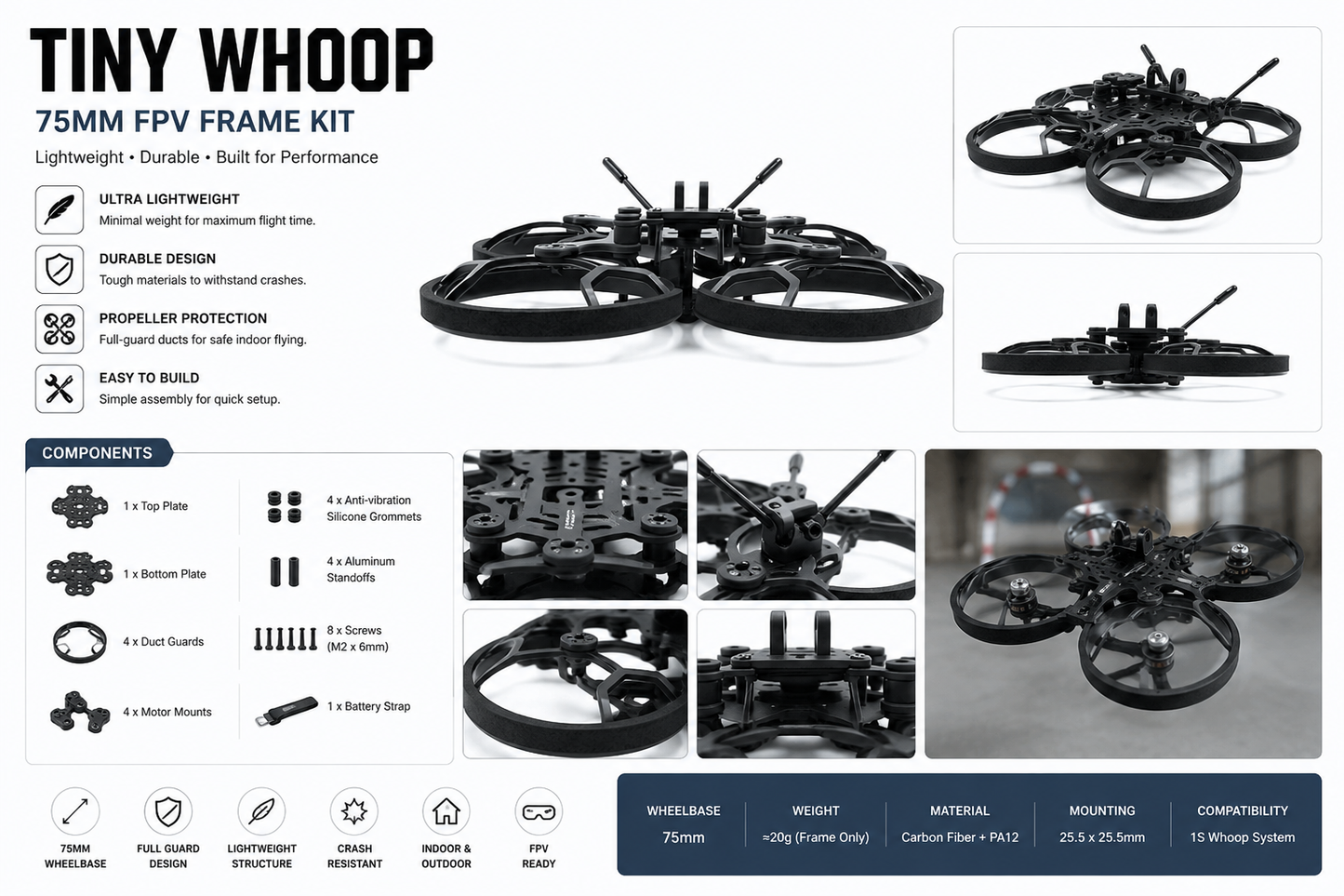 GEPRC CL30 V3 CineWhoop Drone Frame – 3 Inch FPV Cinematic Drone Frame Kit