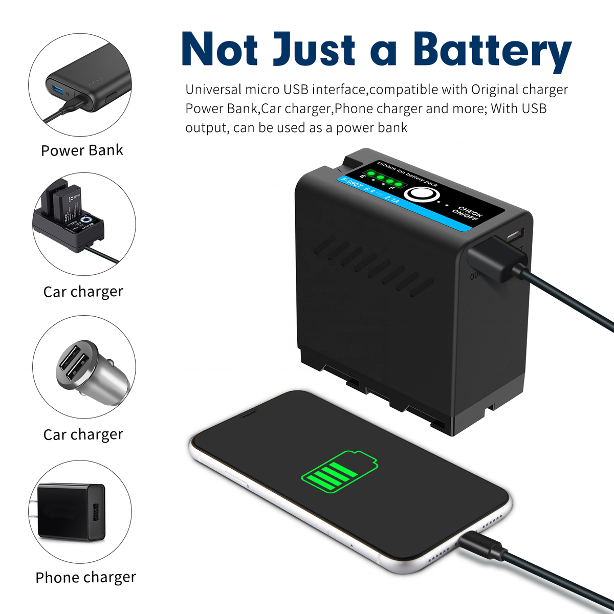 NPF-990T LCD Display Rechargeable Lithium Battery Pack 8.4V - 2.1A
