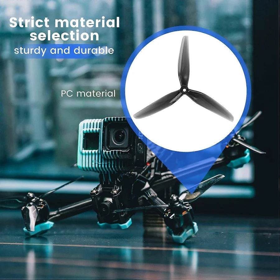 HQProp DP 7X4X3 Propeller 7 Inch Tri-Blade Polycarbonate FPV Drone Props (2 Pairs)