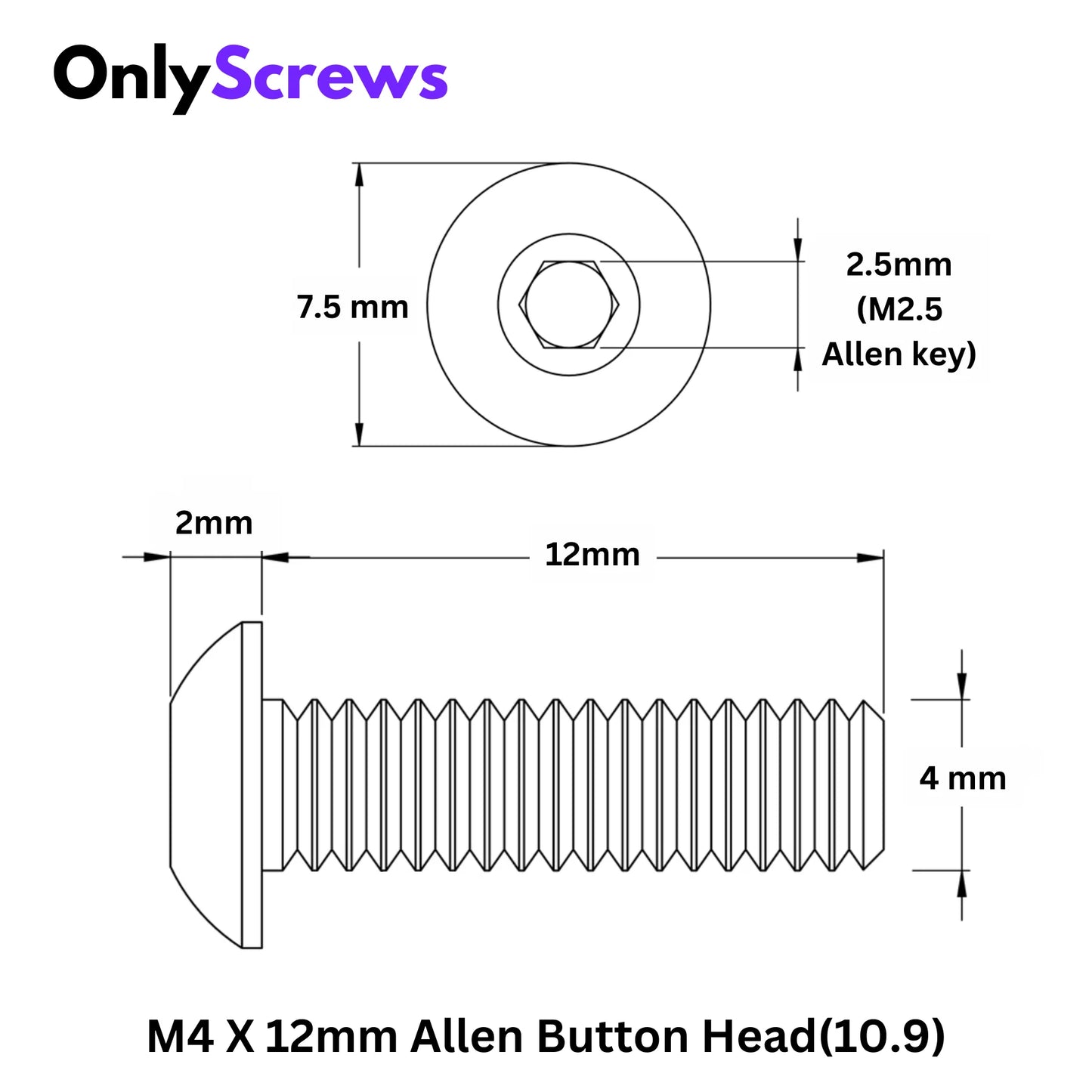 Button Head M4×12MM Screw – Drone Fastening Bolt for FPV & UAV