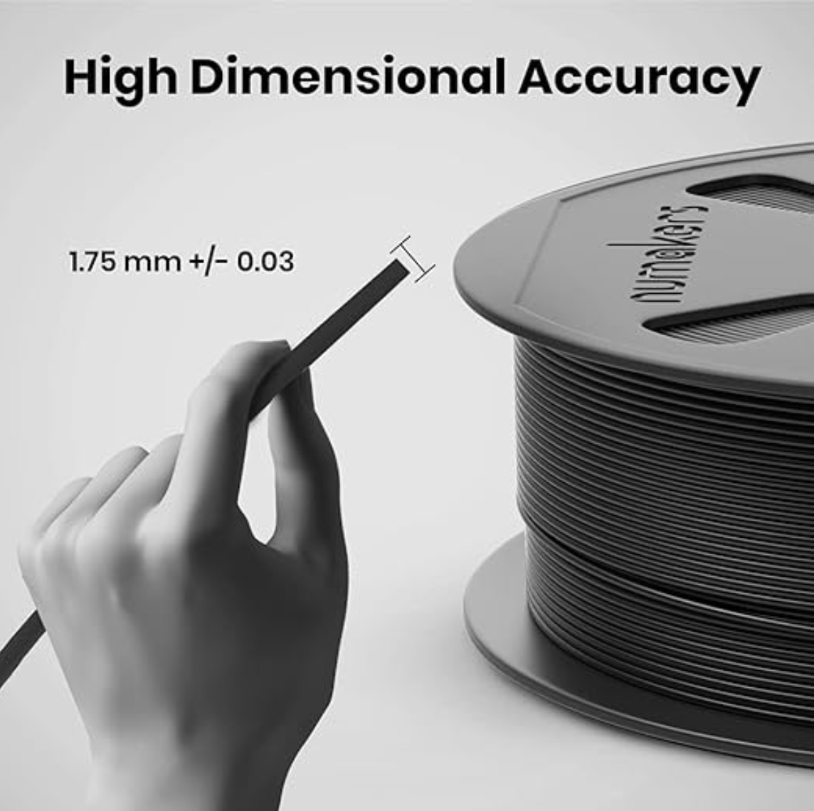 High Strength Pitch Black Numakers PLA+ 3D Printer Filament 1.75mm 1-Packet