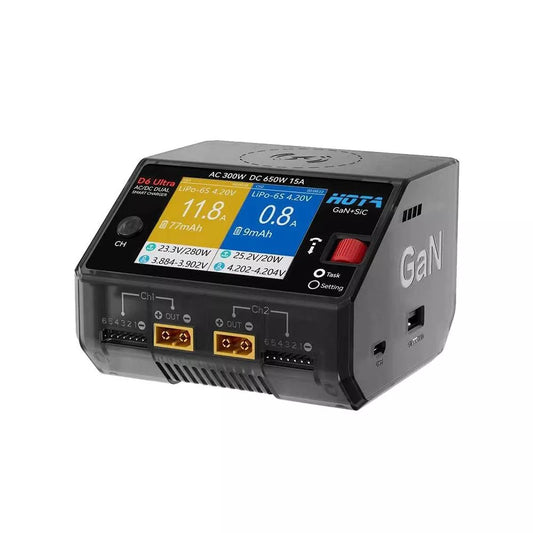 HOTA D6 ULTRA  AC/DC DUAL CHANNEL SMART CHARGER AC 300DC 650W 15A